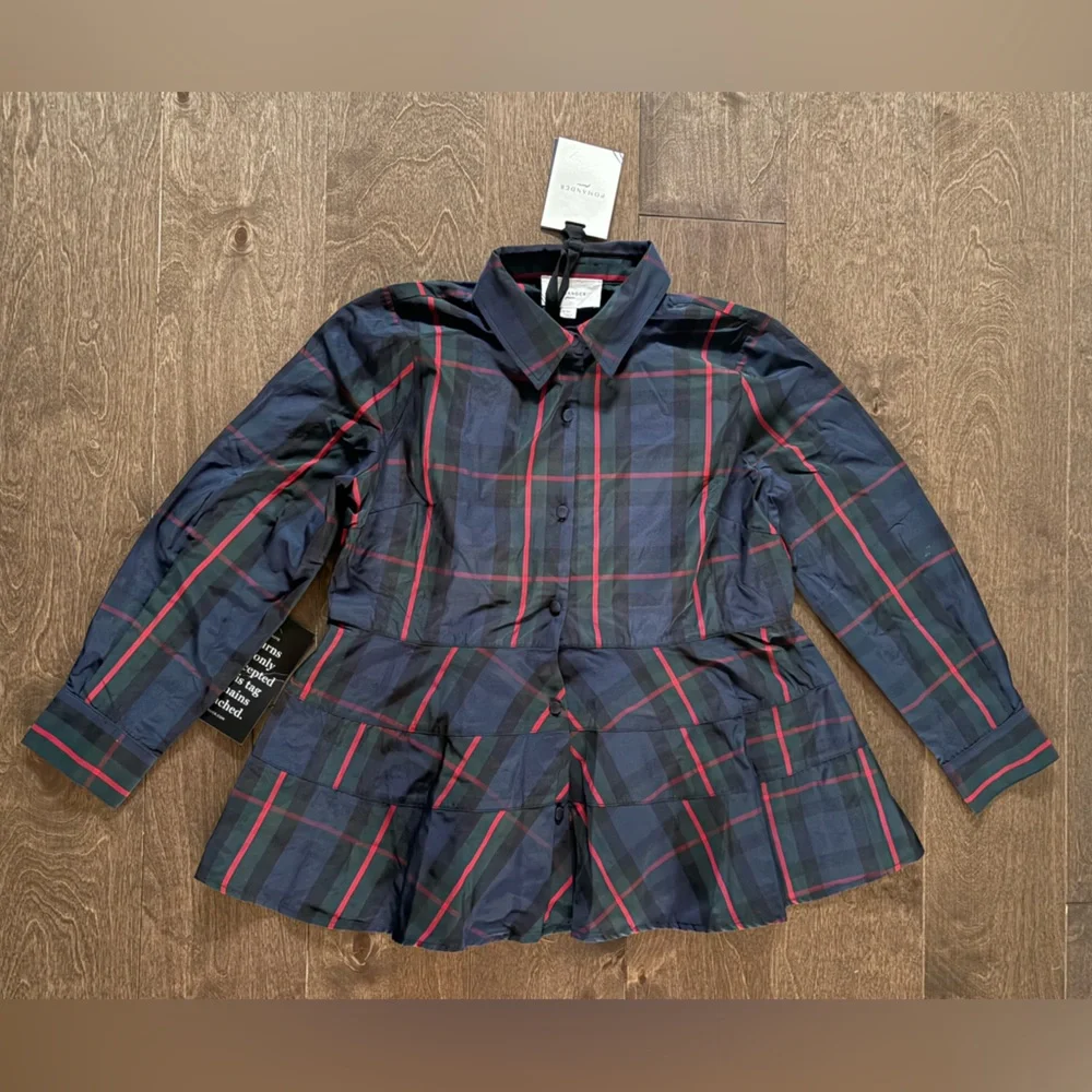 Tuckernuck Pomander Place Women's Fraser Plaid Ashlen Blouse, Size Medium - Picture 3 of 8